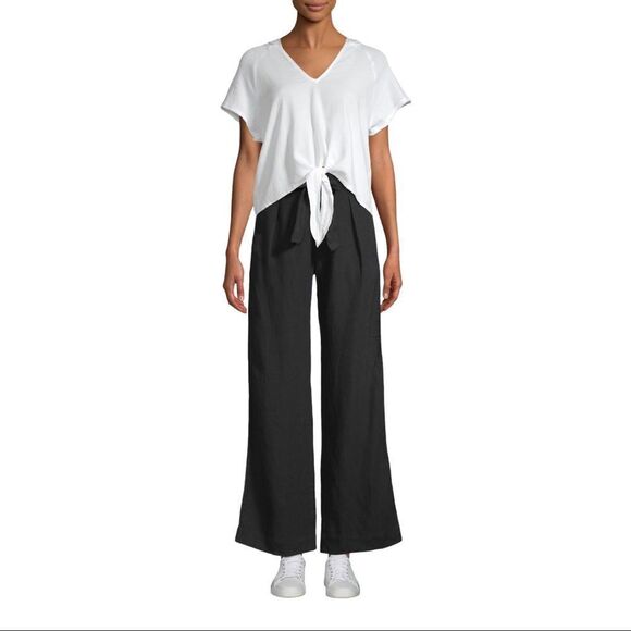 BELLA Dahl Wide Leg Black Linen Pants Size 26 - Picture 5 of 11